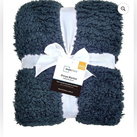 Mainstays Faux Shearling Blanket, Indigo KING AND FULL/QUEEN
